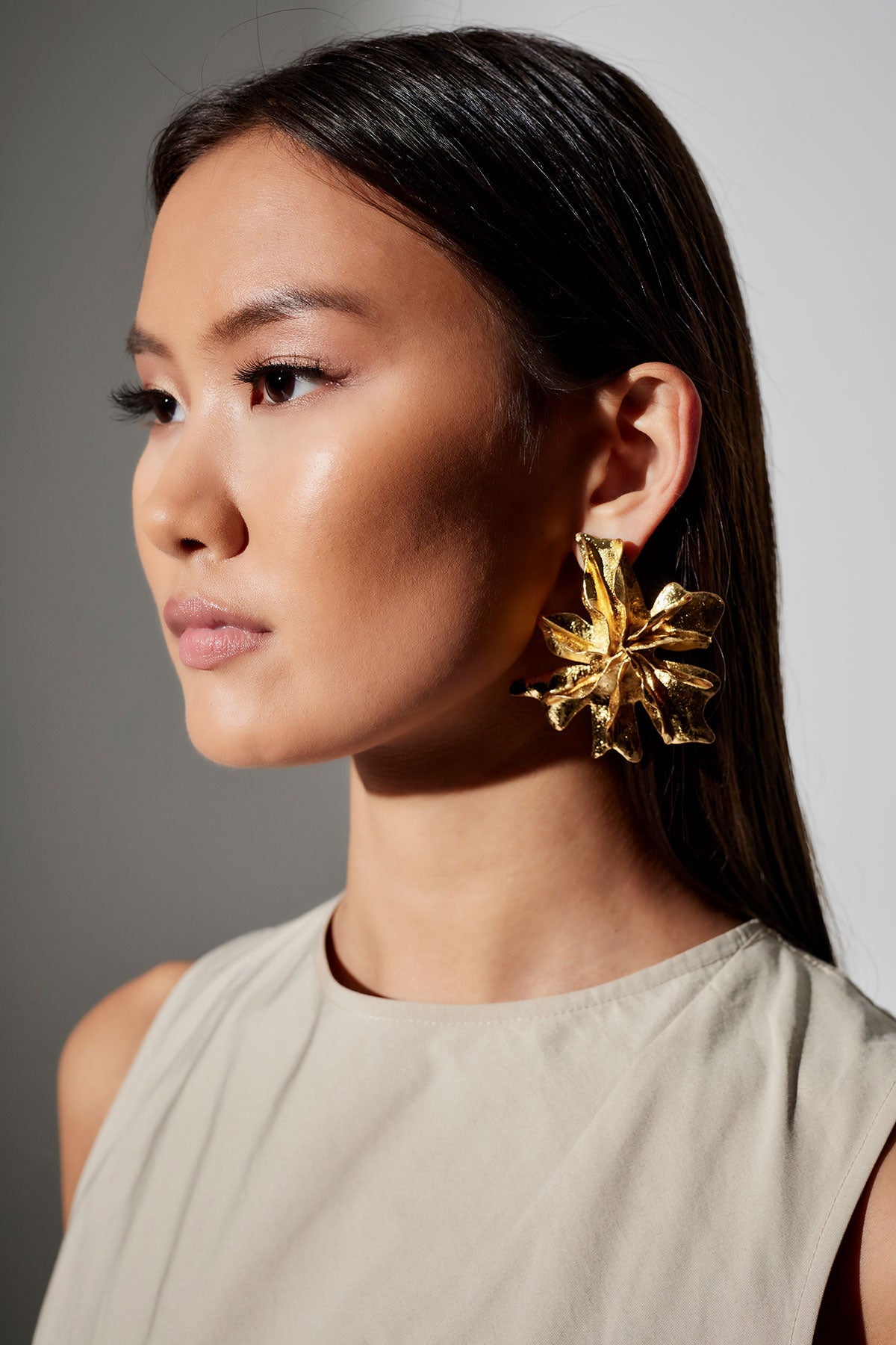NATORI Gold Plated Brass Floral Earrings