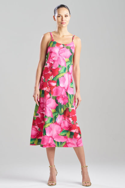 NATORI Isla Printed Satin Slip Dress