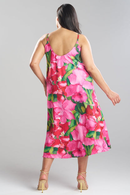 NATORI Isla Printed Satin Slip Dress