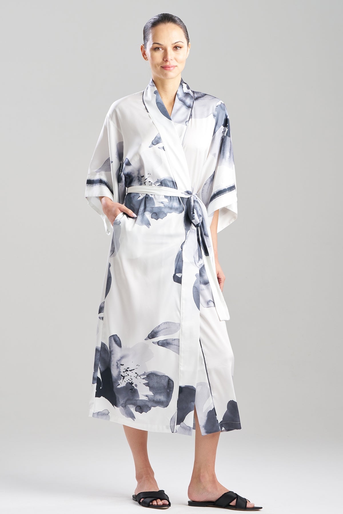 NATORI Aurelia Printed Satin Robe