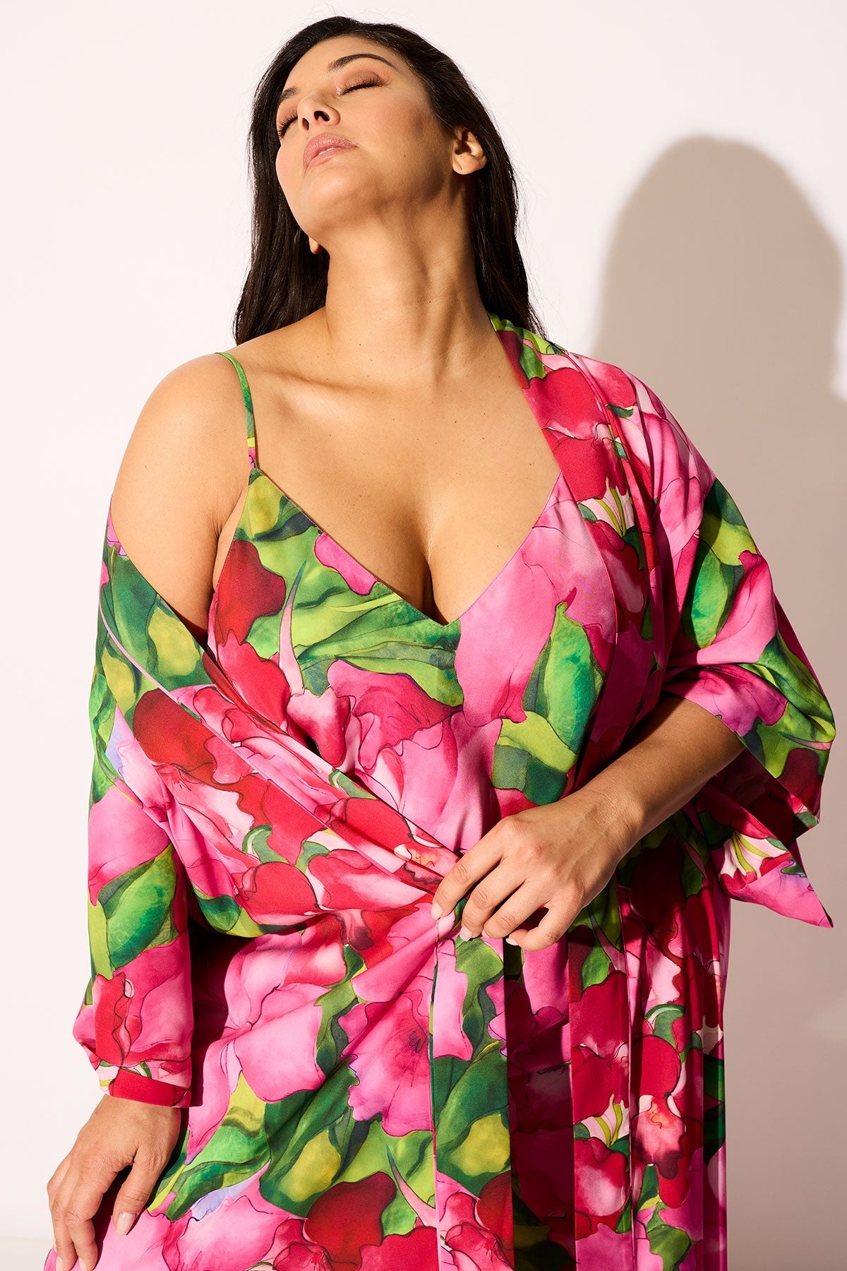 NATORI Isla Printed Satin Robe