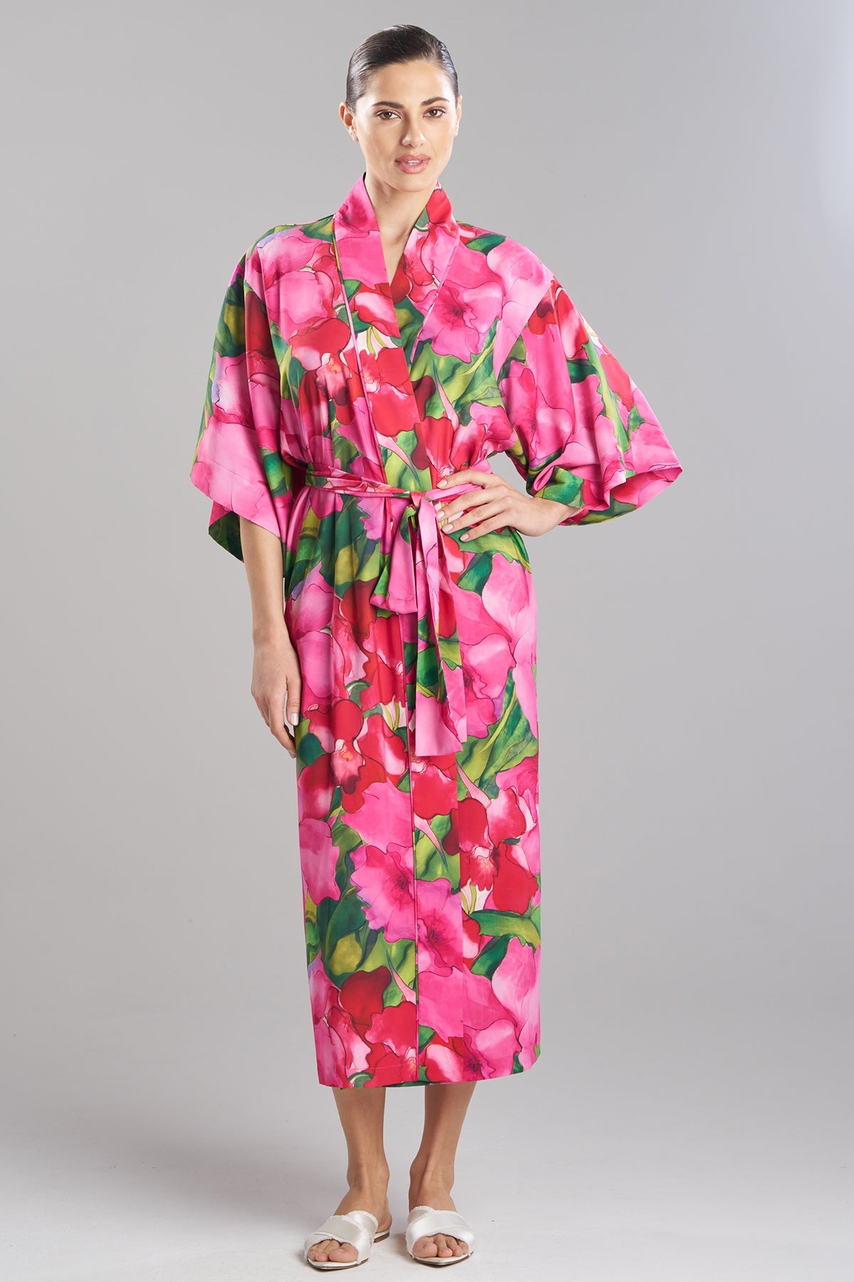 NATORI Isla Printed Satin Robe