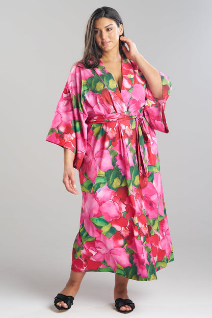 NATORI Isla Printed Satin Robe
