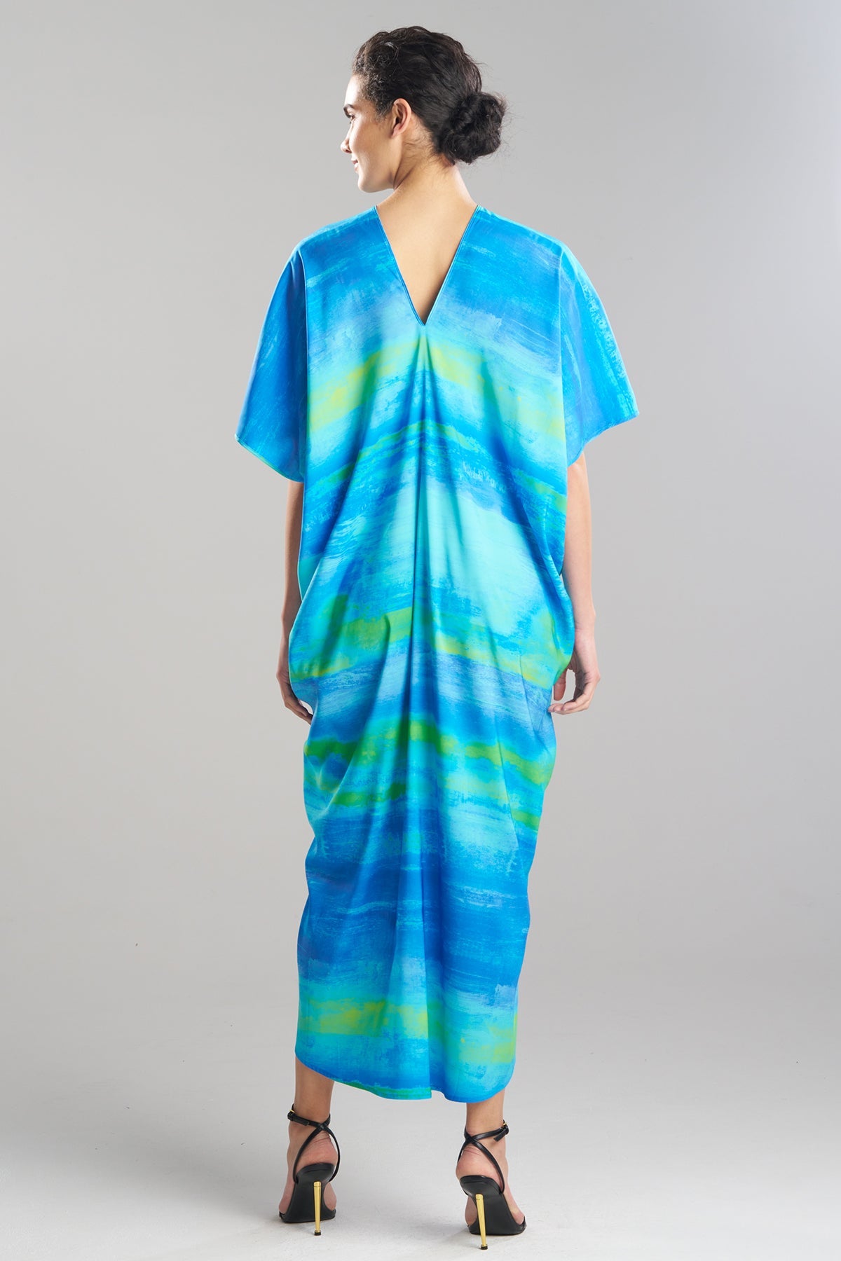 NATORI Aurora Printed Satin Caftan