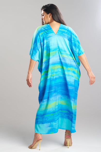 NATORI Aurora Printed Satin Caftan