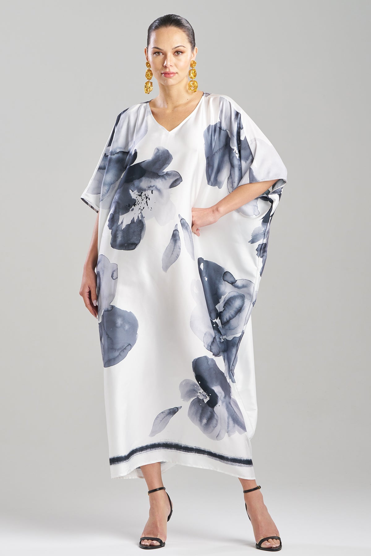 NATORI Aurelia Printed Satin Square Caftan