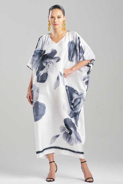 NATORI Aurelia Printed Satin Square Caftan