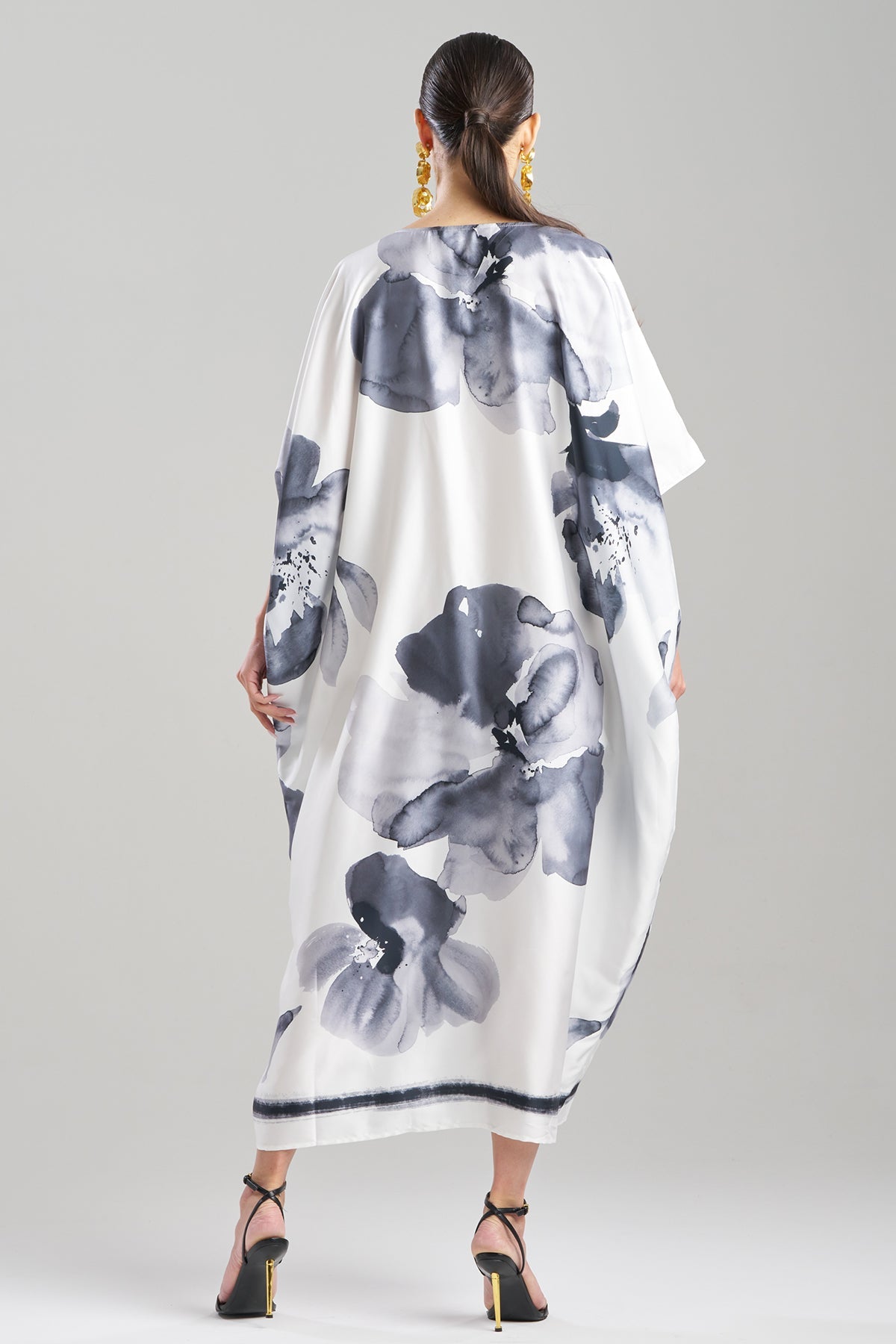 NATORI Aurelia Printed Satin Square Caftan