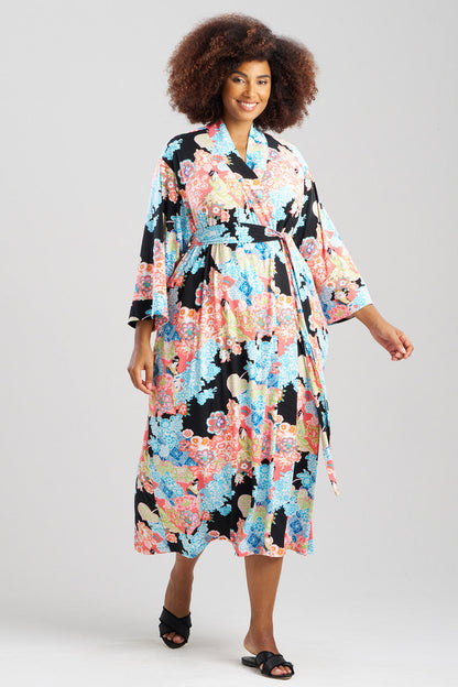 NATORI Buy Geisha Garden Knit Robe in Black Multi Online