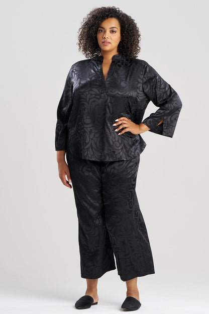 NATORI Scroll Satin Jacquard Long Sleeve PJ