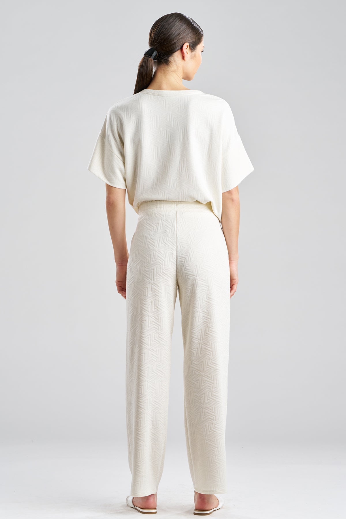 NATORI Quilted Geo Knit Jacquard Straight Leg Pants