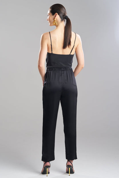 NATORI Buy Key Essentials Silk Straight Leg Pants in Black Online