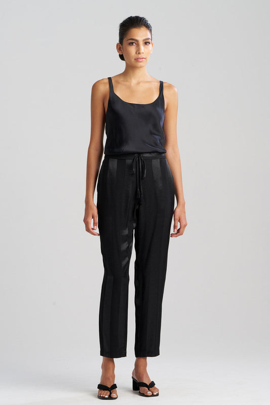 NATORI Buy Satin Jacquard Stripe Pants in Black Online