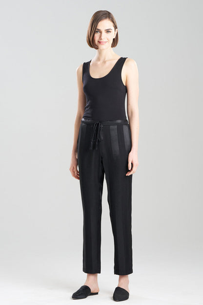 NATORI Buy Satin Jacquard Stripe Pants in Black Online