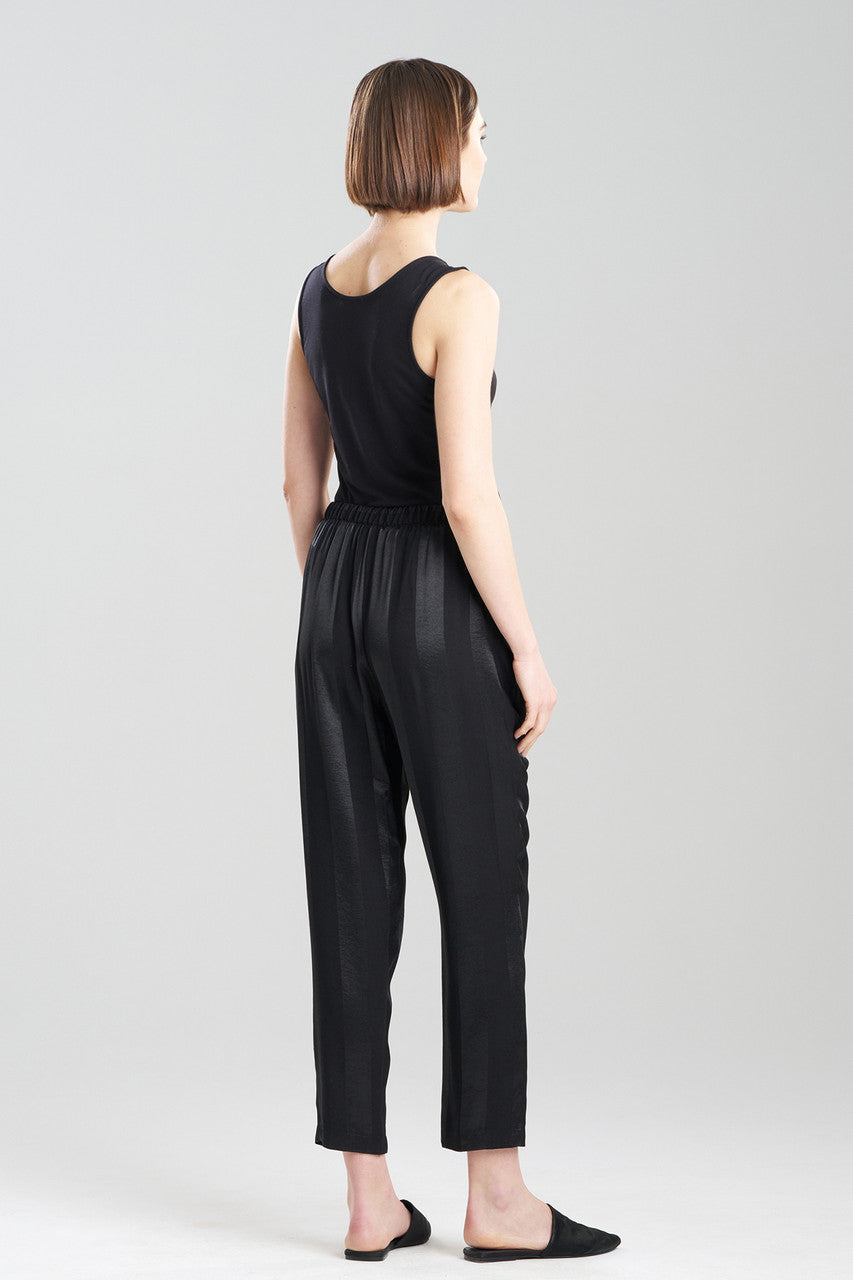 NATORI Buy Satin Jacquard Stripe Pants in Black Online