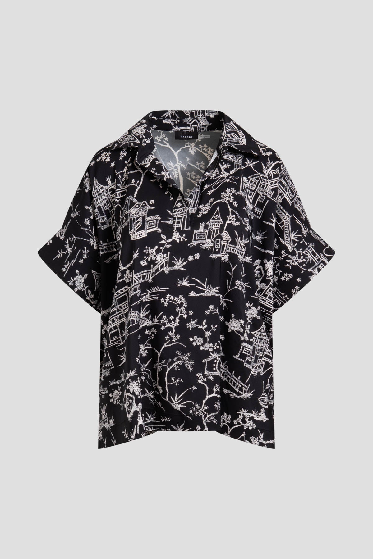 NATORI Toile Printed Satin Top