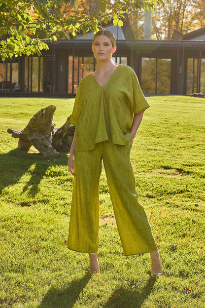 NATORI Terra Foil Crinkle Caftan Shirt