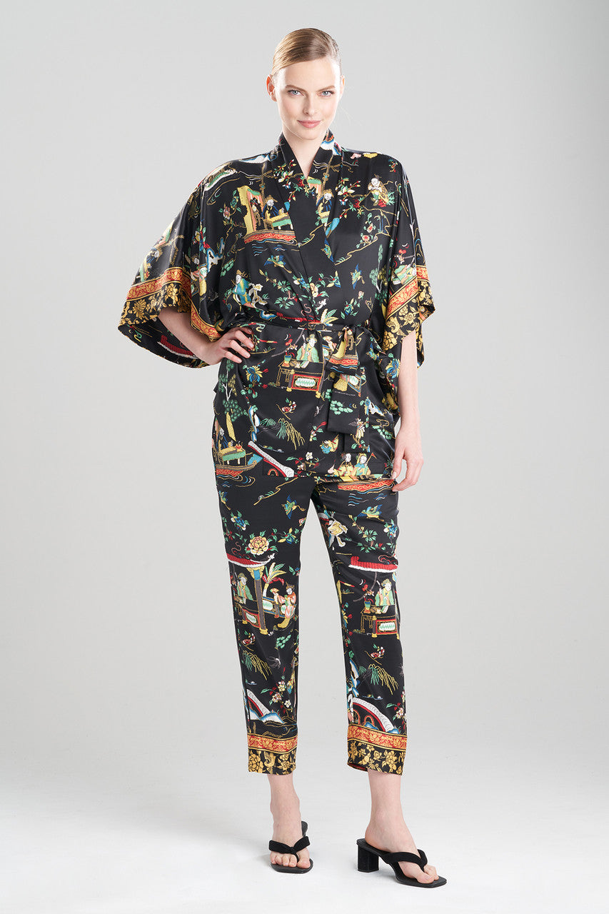 NATORI Buy Kana Charm Short Robe in Black Multi Online