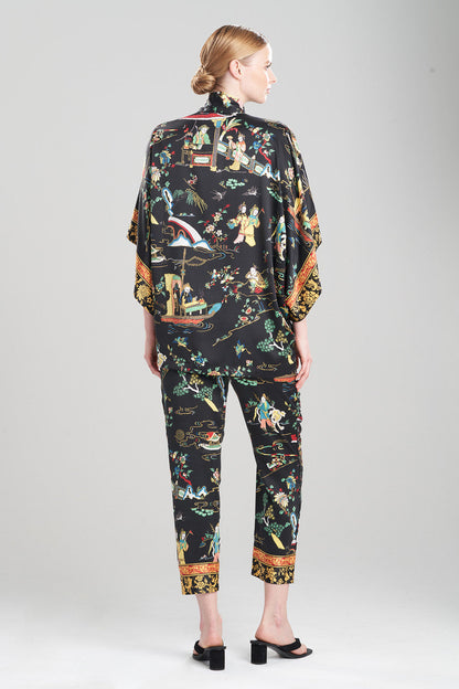 NATORI Buy Kana Charm Short Robe in Black Multi Online