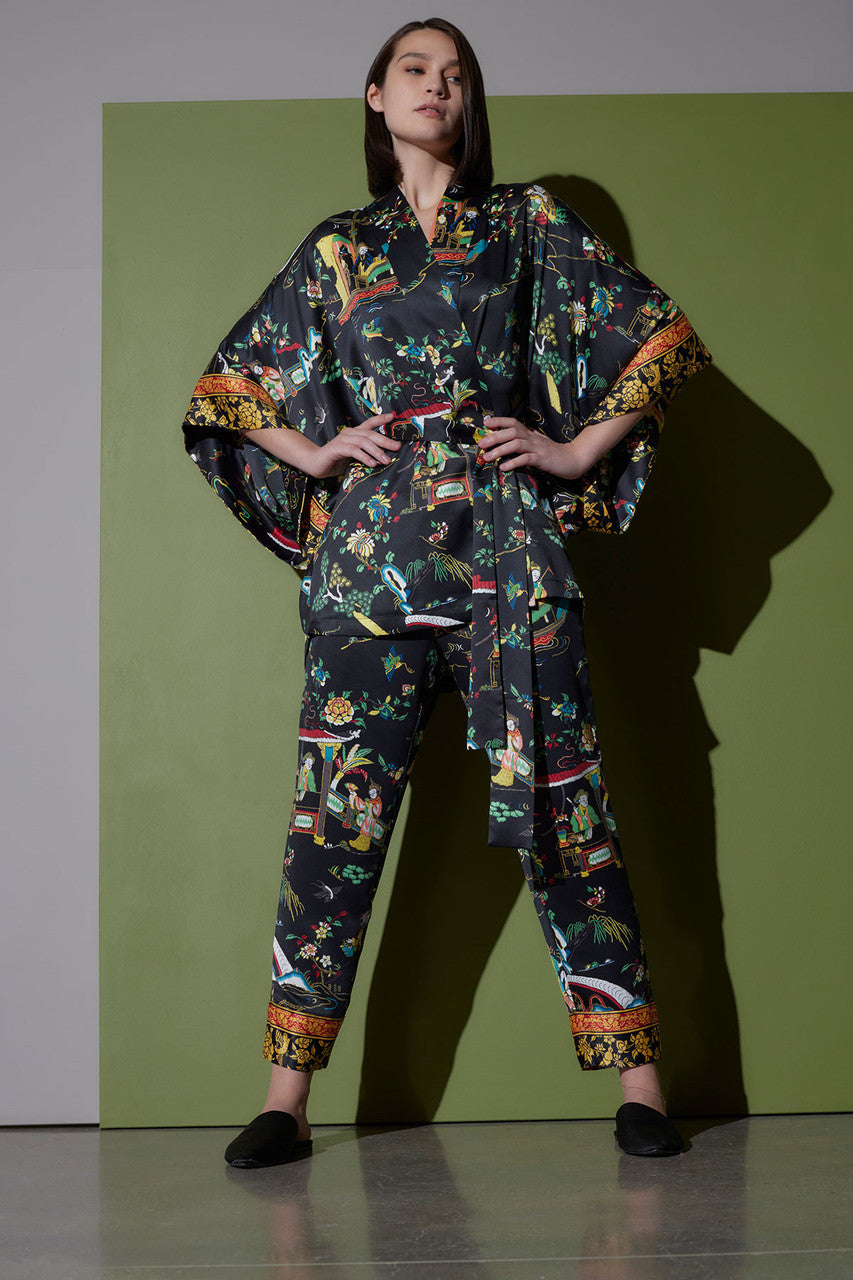 NATORI Buy Kana Charm Short Robe in Black Multi Online