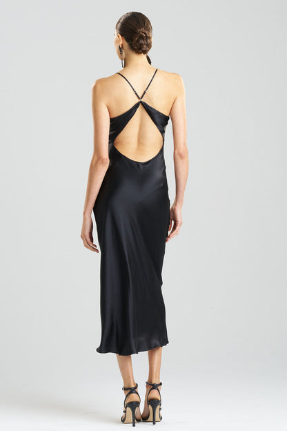 NATORI Buy Key Essentials V-neck Silk Gown in Black Online