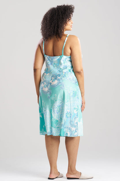 NATORI Flourish Printed Satin Slip Dress