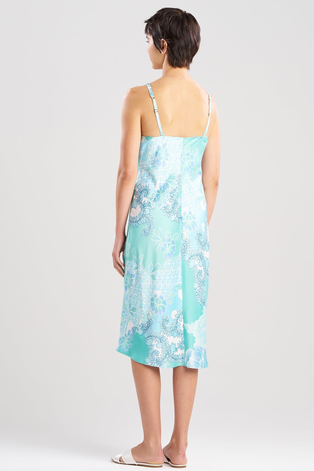 NATORI Flourish Printed Satin Slip Dress