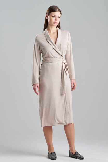 NATORI Buy Shangri-La Embroidered Robe in Heather Cashmere Online