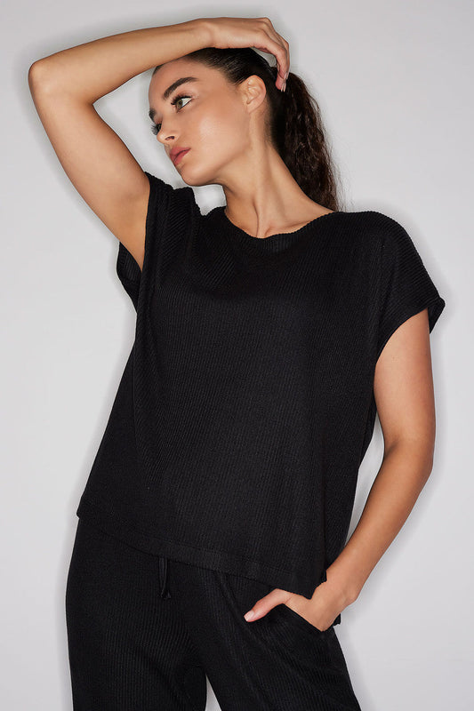 NATORI Buy Eden Rib Knit Everywhere Top in Black Online