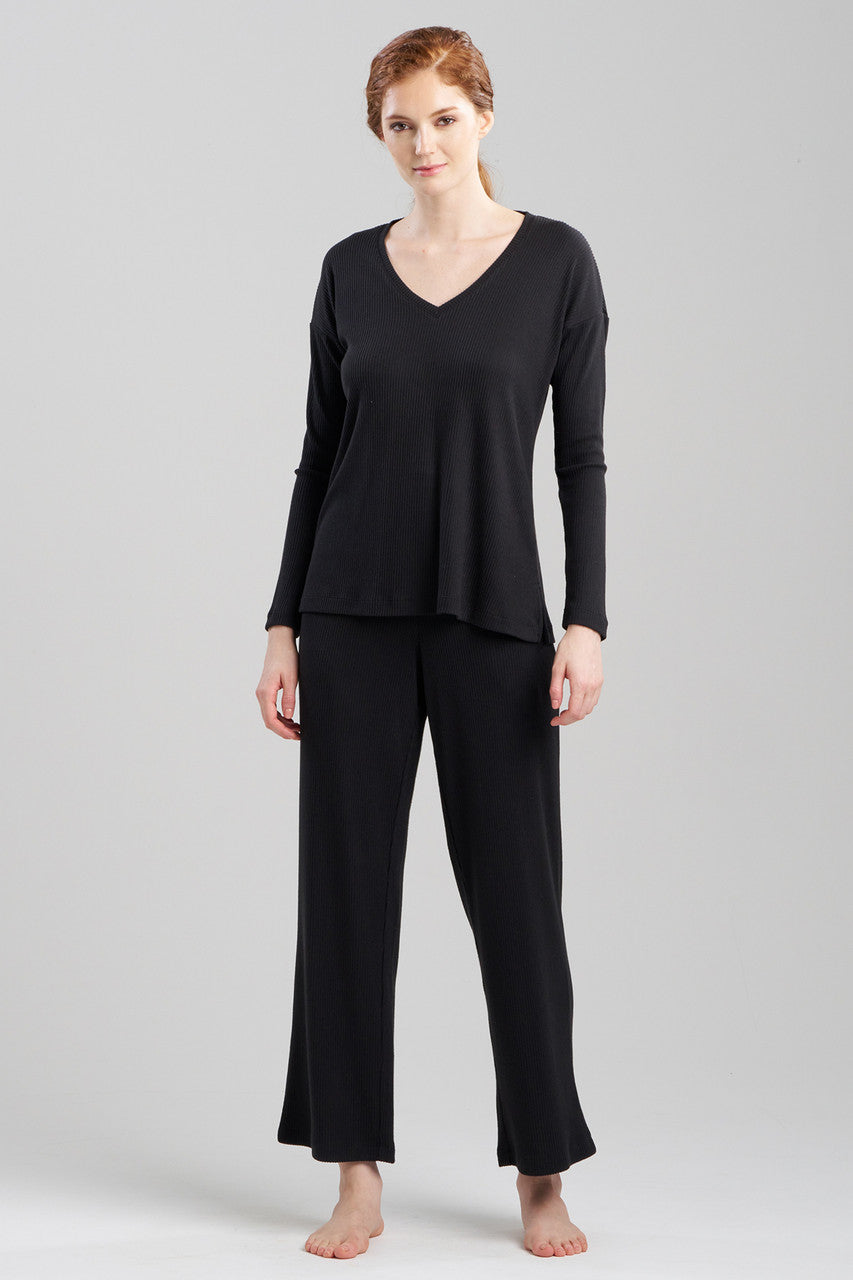 NATORI Buy Eden Rib Knit Everywhere V-Neck Top in Black Online