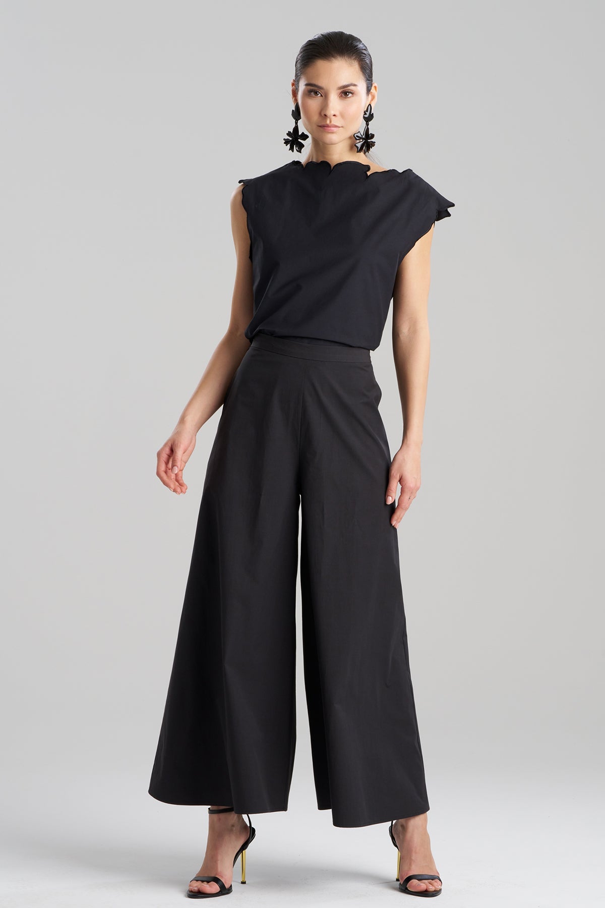 NATORI Tech Cotton Taffeta Palazzo Pants