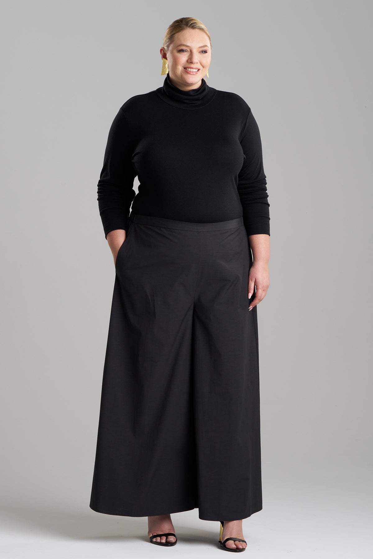NATORI Tech Cotton Taffeta Palazzo Pants