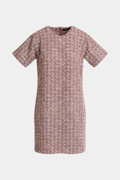 NATORI Tweed Short Sleeve Shift Dress