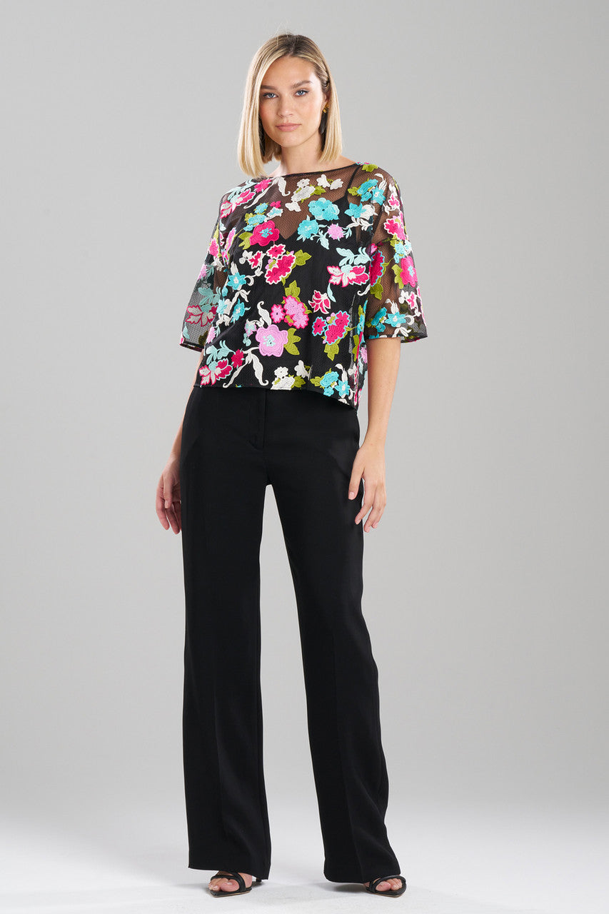 NATORI Buy Tangier Embroidered Tulle Top in Black Multi Online
