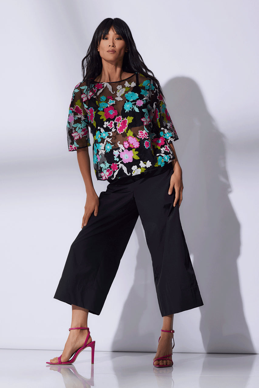 NATORI Buy Tangier Embroidered Tulle Top in Black Multi Online