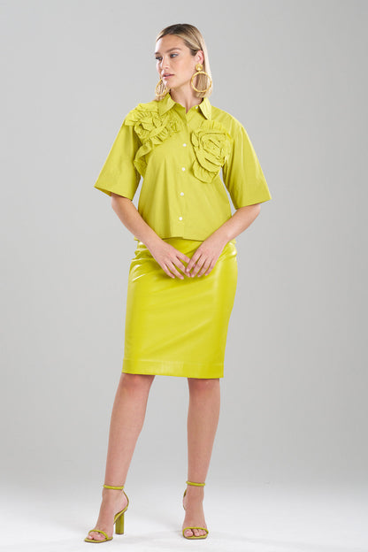NATORI Buy Techno Poplin Embroidered Shirt in Chartreuse Online