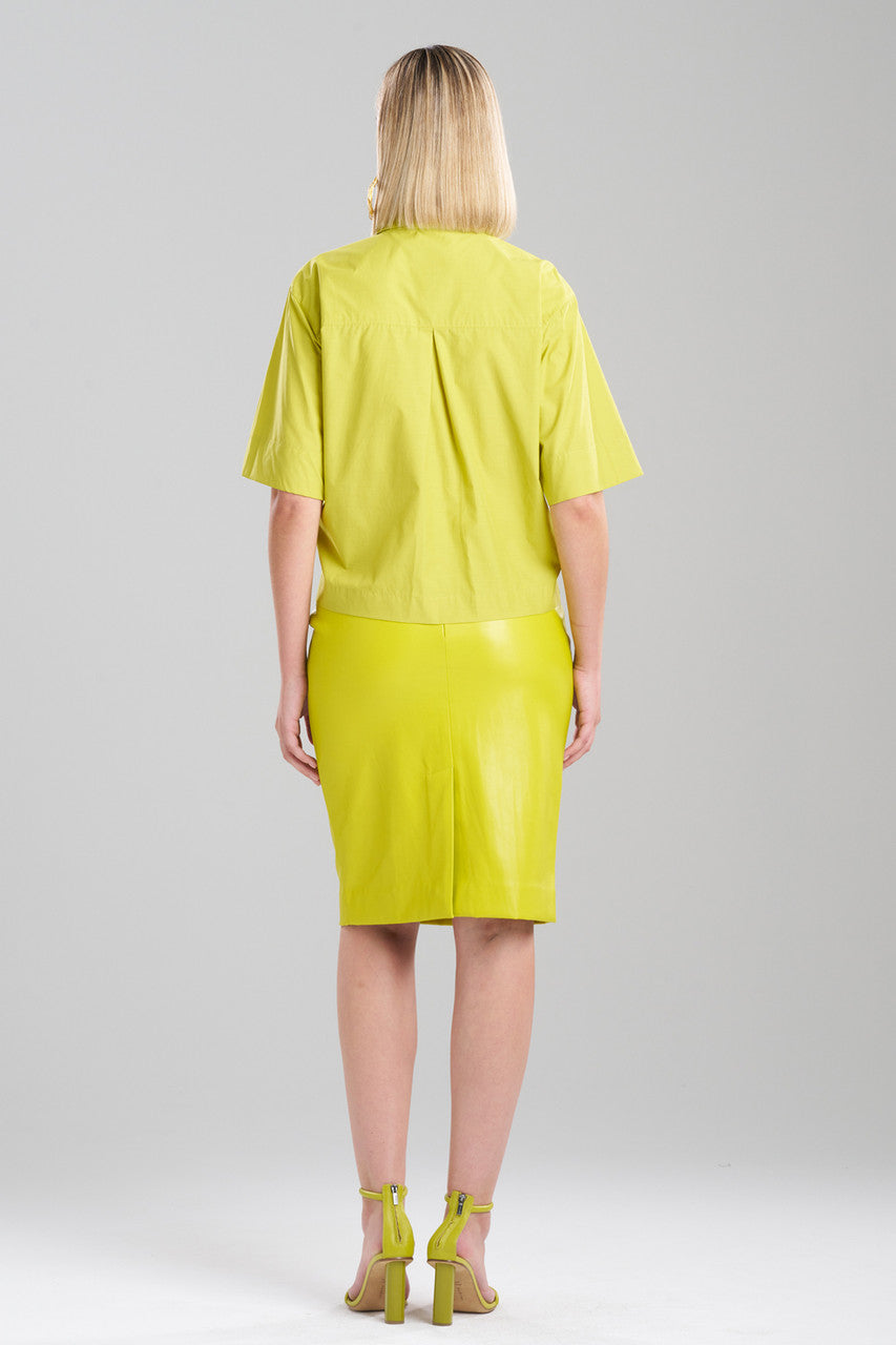 NATORI Buy Techno Poplin Embroidered Shirt in Chartreuse Online