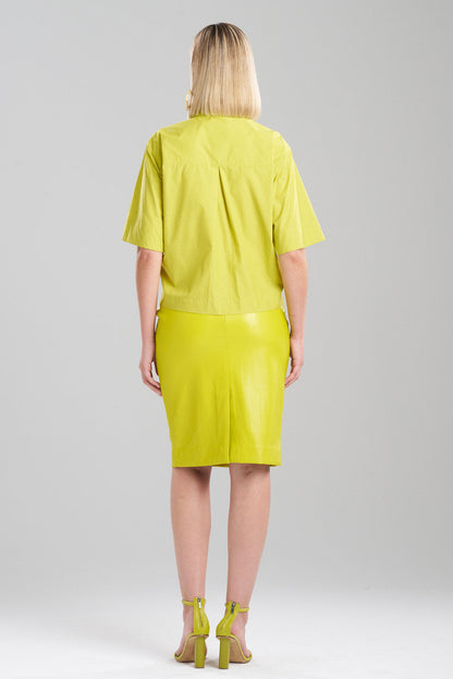 NATORI Buy Techno Poplin Embroidered Shirt in Chartreuse Online