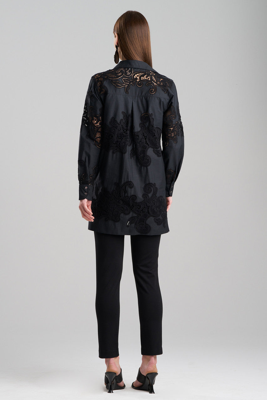NATORI Buy Madeira Cutwork Embroidered Tunic Shirt in Black Online