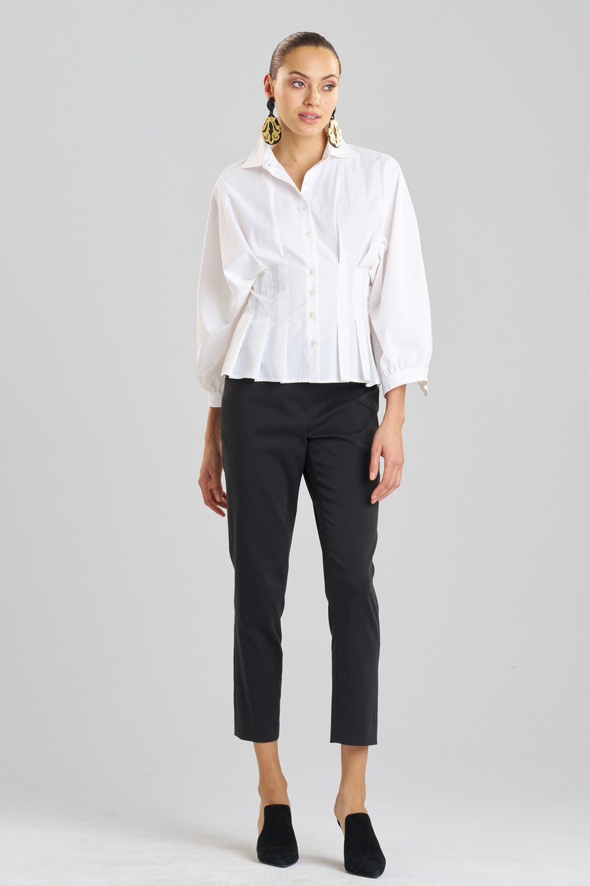 NATORI Buy Techno Poplin Pleated Shirt in White Online
