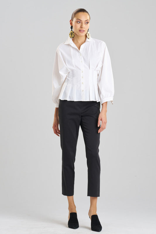 NATORI Buy Techno Poplin Pleated Shirt in White Online