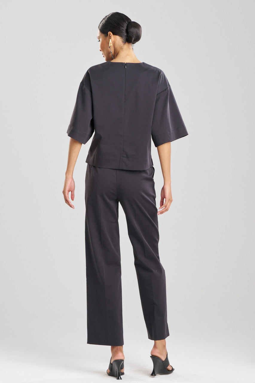 NATORI Buy Cotton Chino Embroidered Top in Black Online