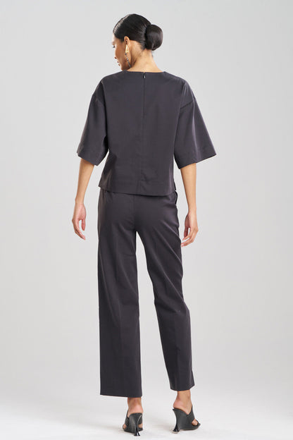 NATORI Buy Cotton Chino Embroidered Top in Black Online