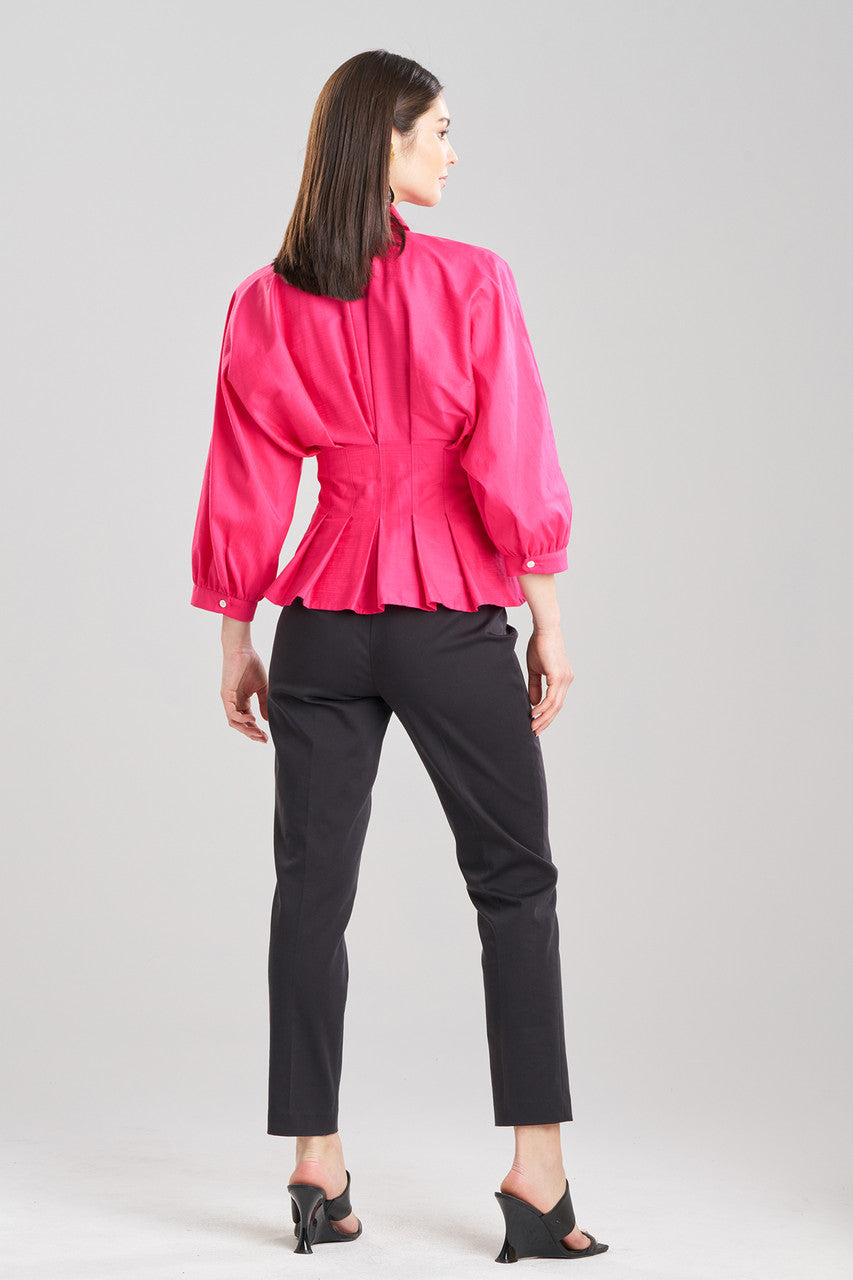 NATORI Buy Cotton Silk Slub Pleated Shirt in Azalea Online