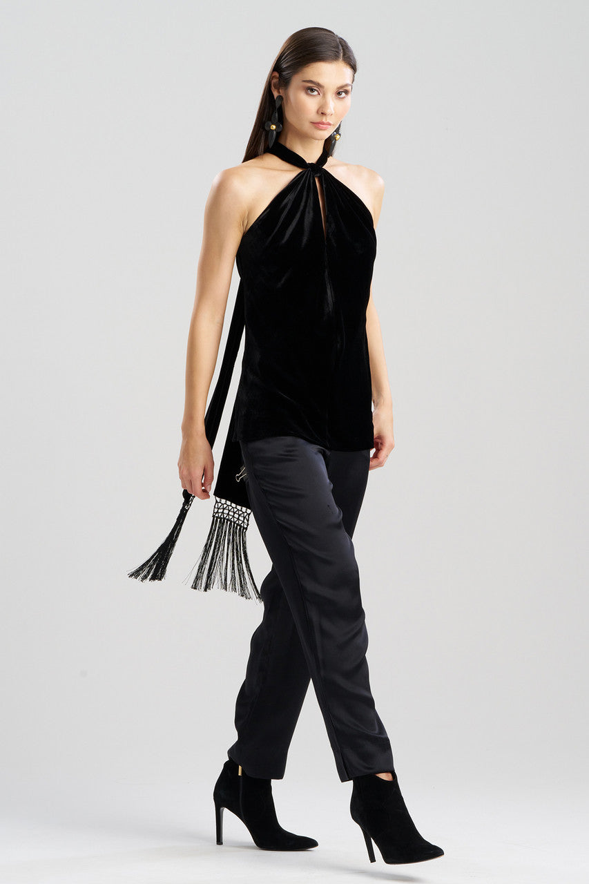 NATORI Buy Velvet Halter Top in Black Online