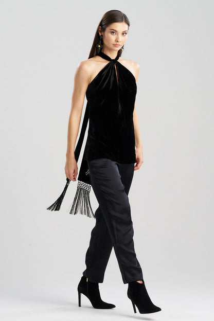 NATORI Buy Velvet Halter Top in Black Online