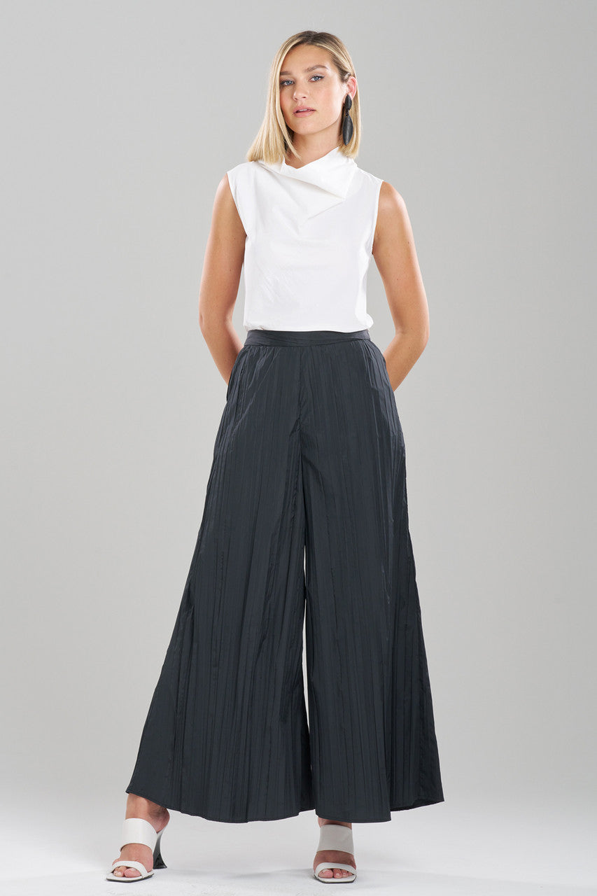 NATORI Buy Taffeta Plisse Pants in Black Online