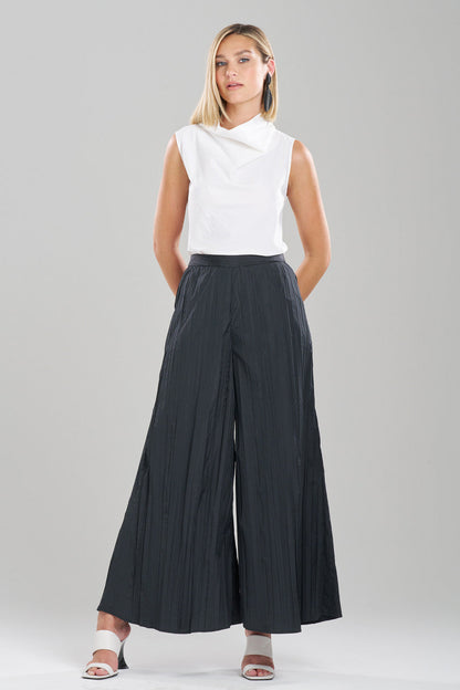 NATORI Buy Taffeta Plisse Pants in Black Online