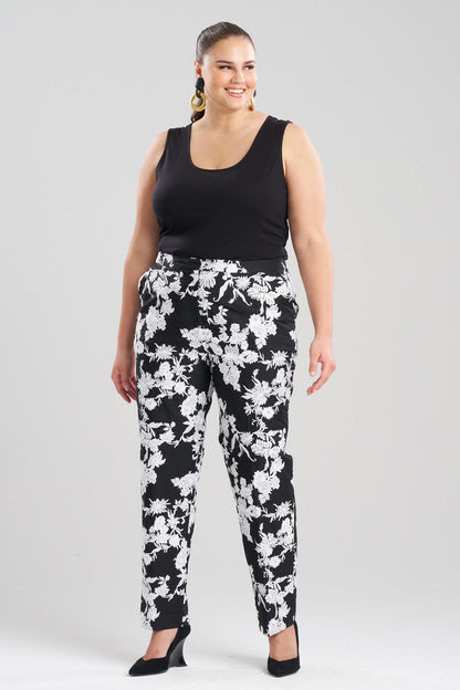 NATORI Buy Tangier Embroidered Cotton Tapered Pants in Black/White Online