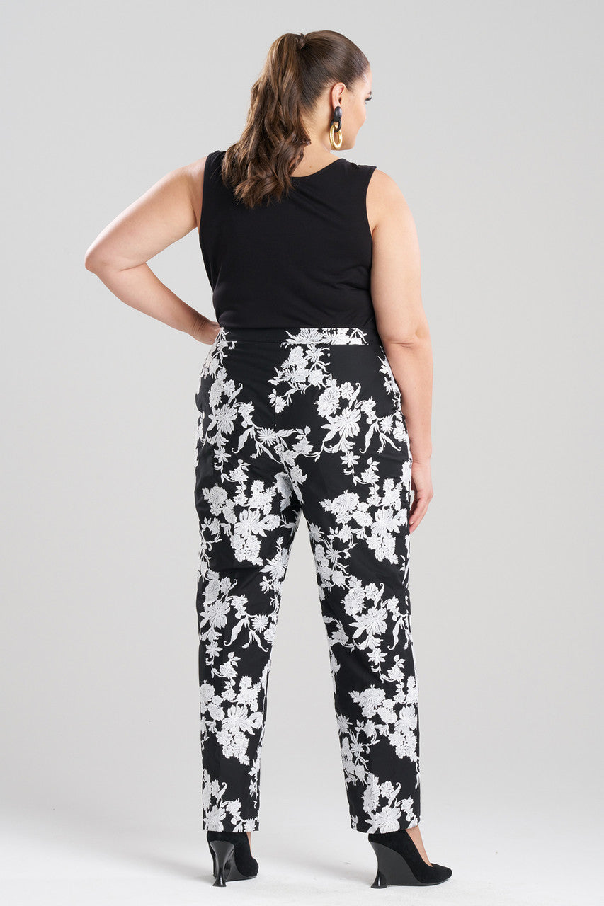 NATORI Buy Tangier Embroidered Cotton Tapered Pants in Black/White Online
